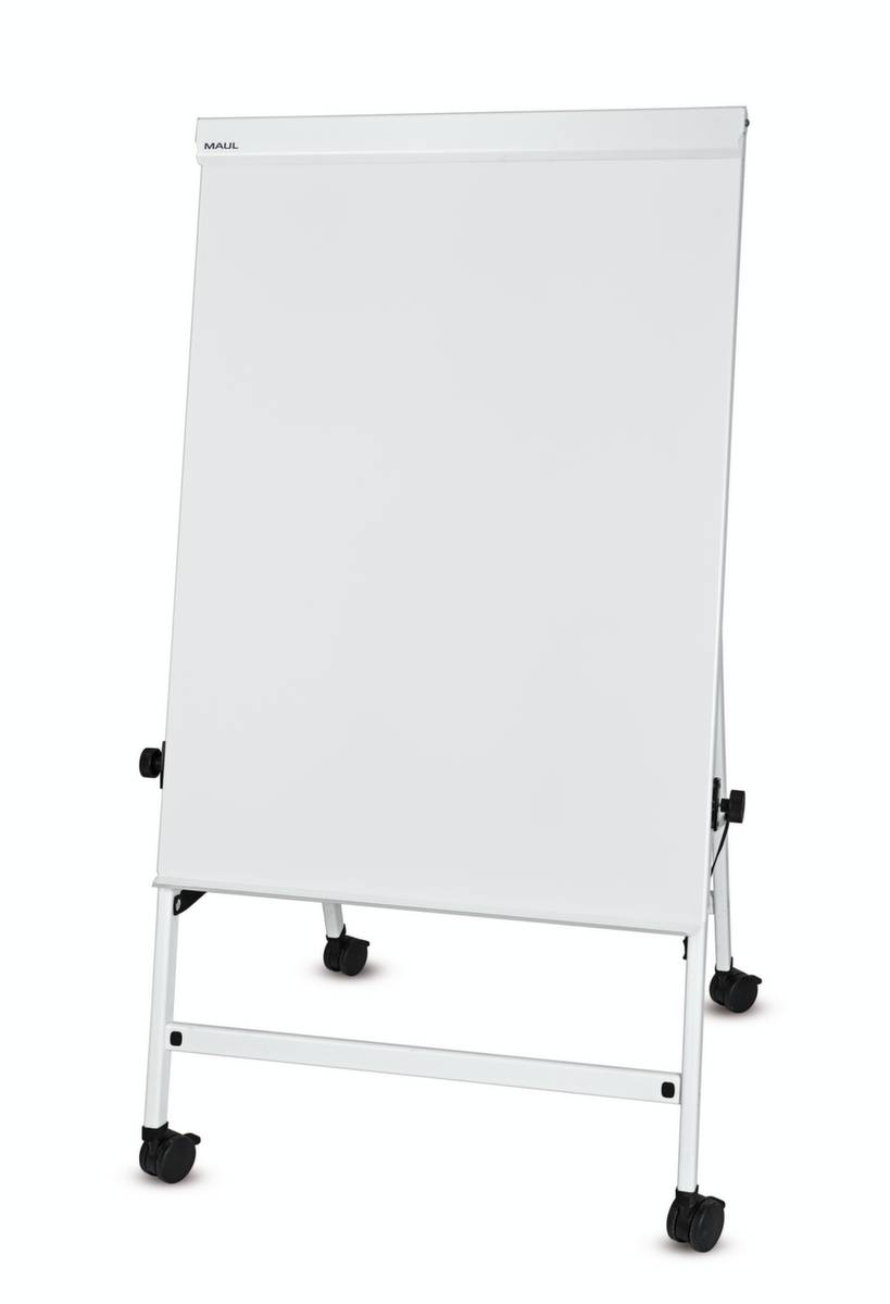 Flipchart,H 1250-2015mm,Tafel HxB 1000x700mm,m. 2 Blockhalter,Ablageschale,Gestell Alu,4 Rollen m. Feststellern-3