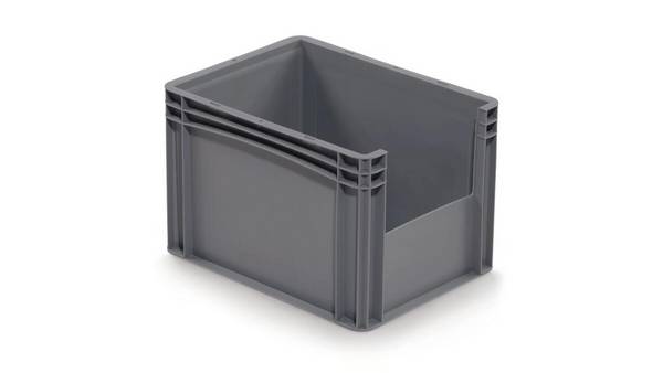 Stapelbehälter,HxLxB 270x400x300mm,25,6l,PP,grau,Wände geschlossen,Boden geschlossen