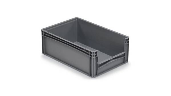 Stapelbehälter,HxLxB 220x600x400mm,44l,PP,grau,Wände geschlossen,Boden geschlossen