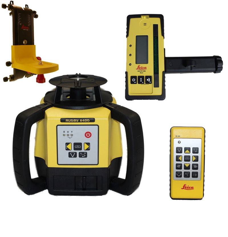 Leica Rugby 640G Rotationslaser mit grünem Laserstrahl + RE 120G, RC 400 und SmartAdapter Halterung-0