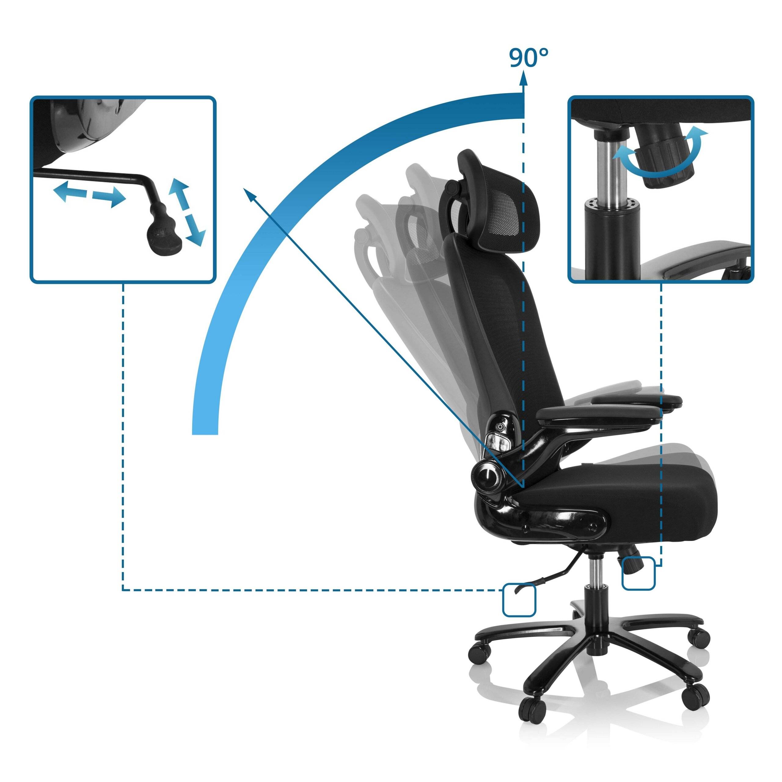 Schwerlaststuhl Bürostuhl INSTRUCTOR SW I PRO - XXL Netzstoff Stoff schwarz hjh OFFICE-2