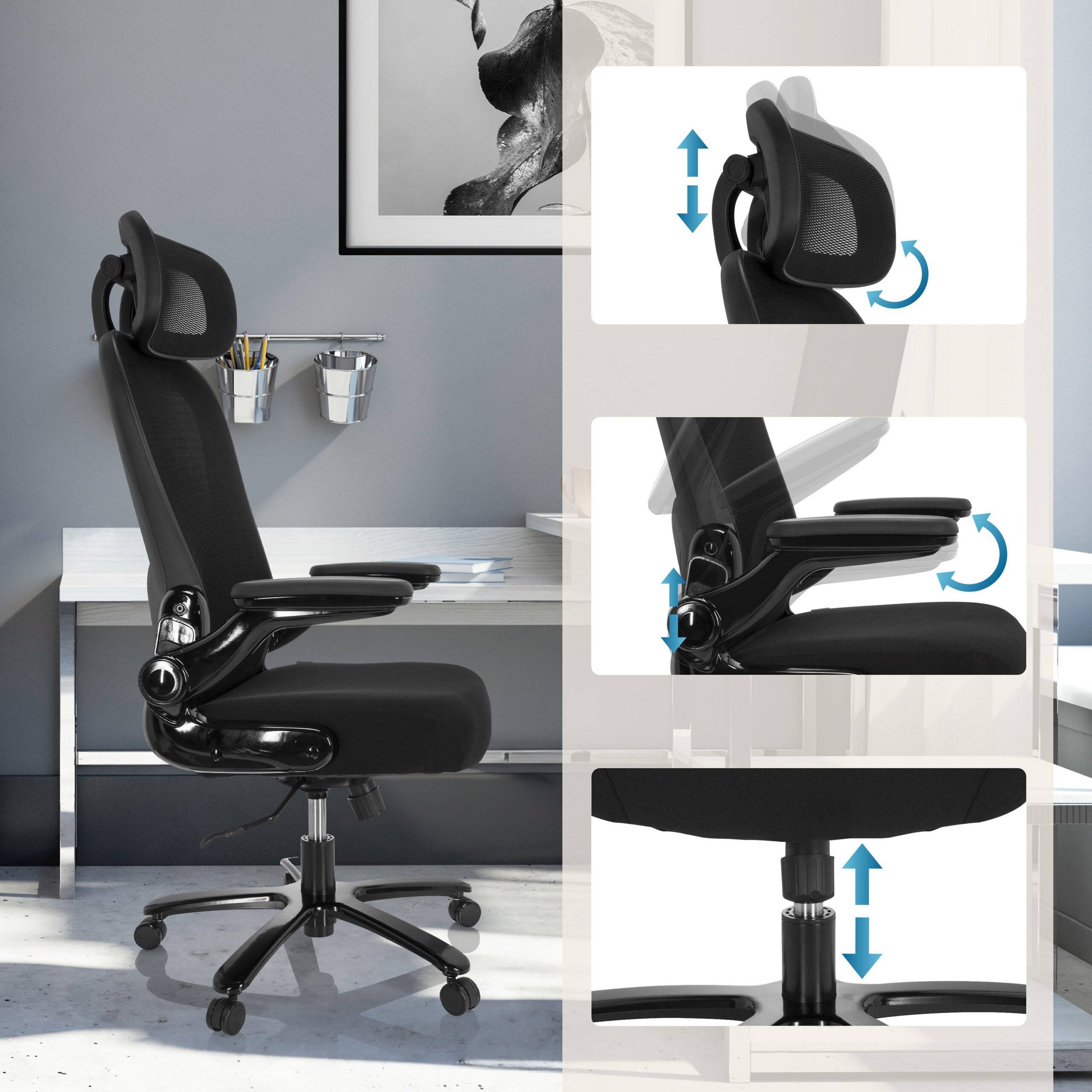 Schwerlaststuhl Bürostuhl INSTRUCTOR SW I PRO - XXL Netzstoff Stoff schwarz hjh OFFICE-3