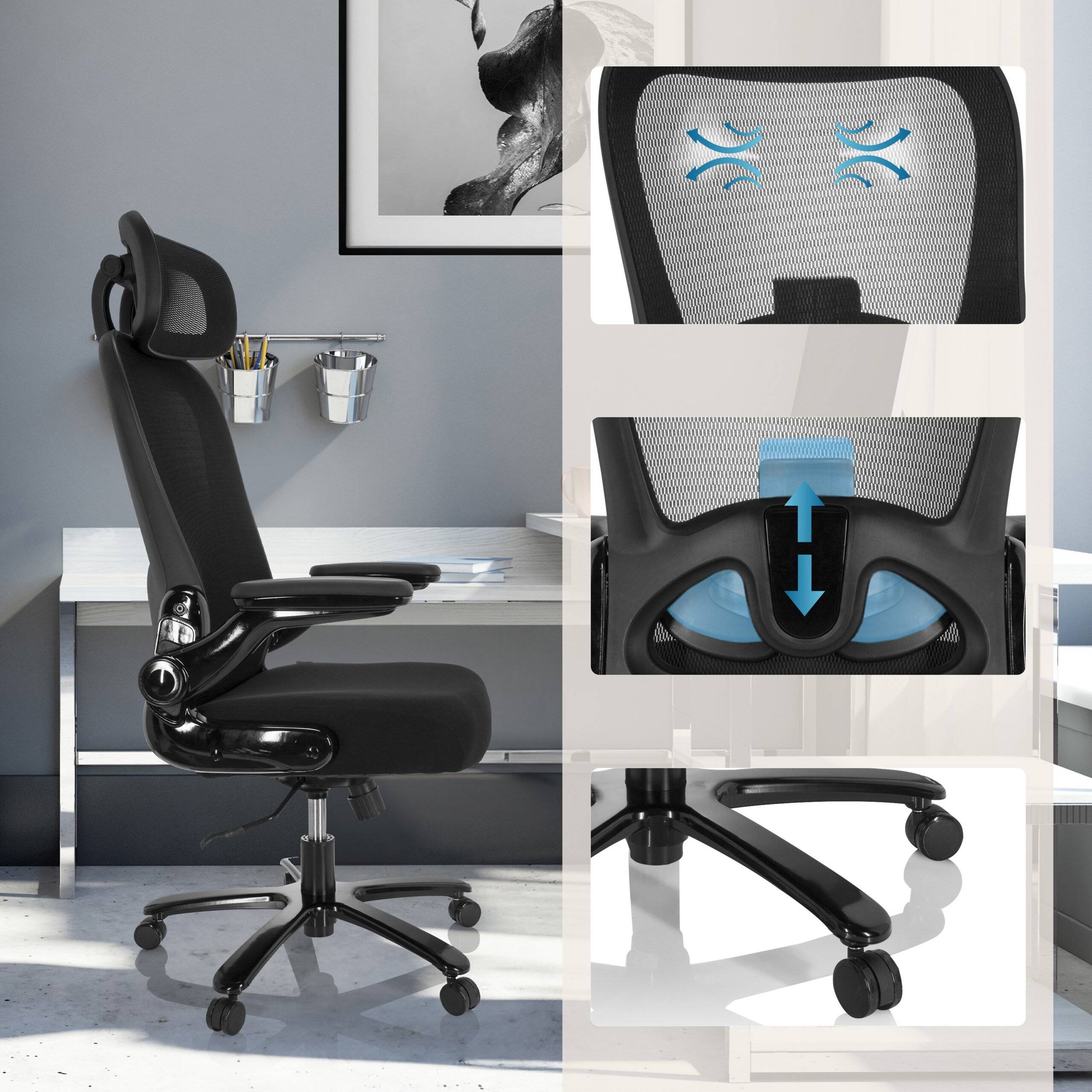 Schwerlaststuhl Bürostuhl INSTRUCTOR SW I PRO - XXL Netzstoff Stoff schwarz hjh OFFICE-4