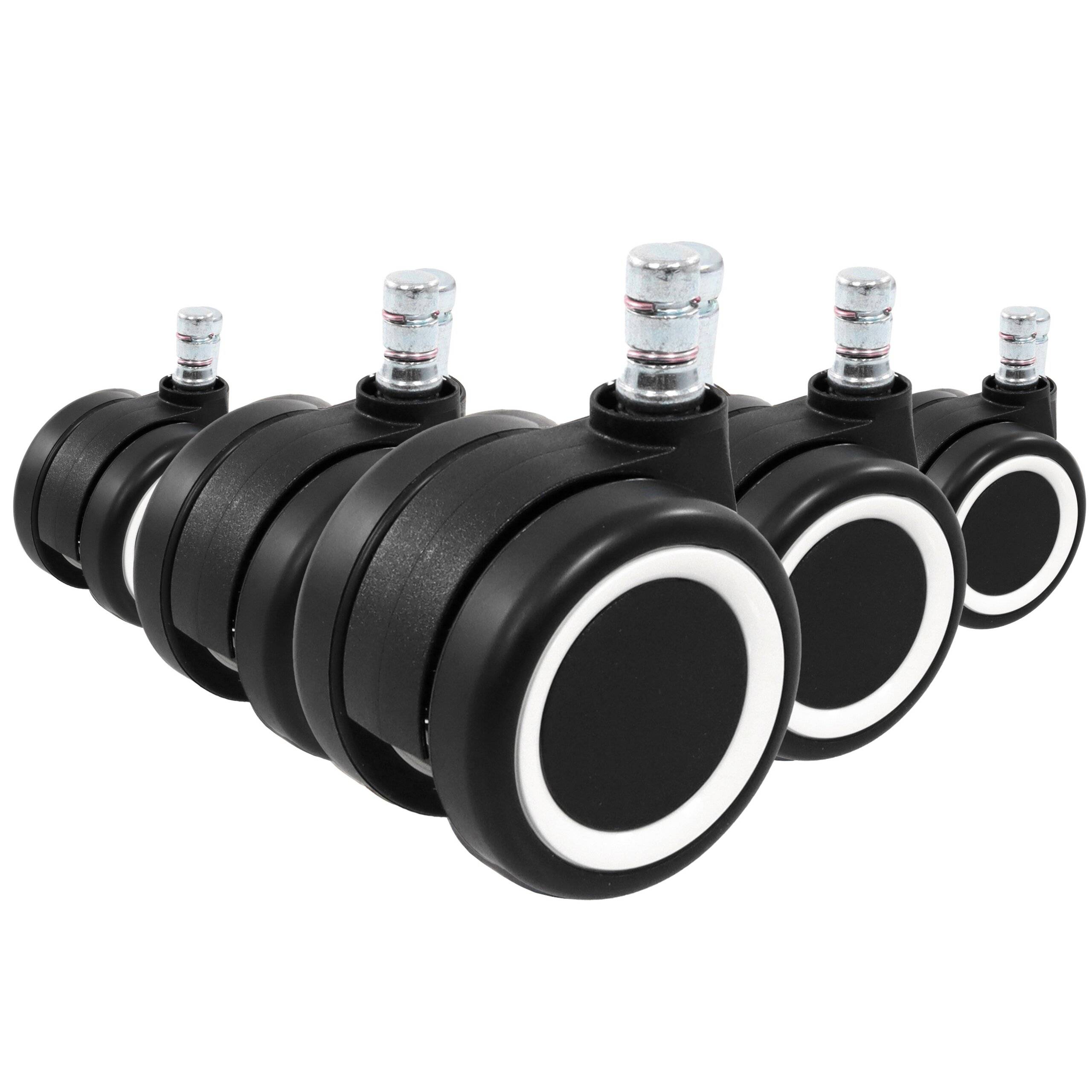 5x Hartbodenrollen ROLO COLOR 60 11mm 60mm Büro-Stuhl-Rollen für Hartböden (5er Pack) schwarz/weiß-0