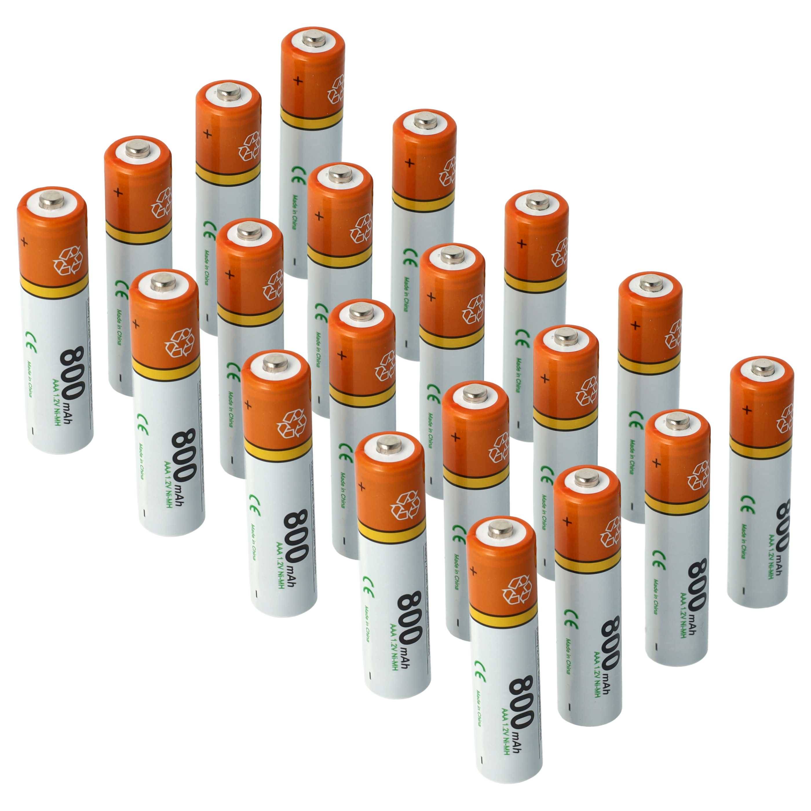 vhbw 20x AAA Micro Akku kompatibel mit Logitech K750, R400, R700, MK320, MK520, M560, M185, M187 kabellose Maus (800 mAh-0