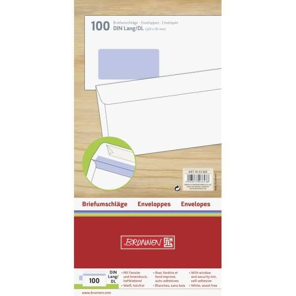 Briefumschläge DL Fenster Haftklebung weiß VE=100 Stück-0