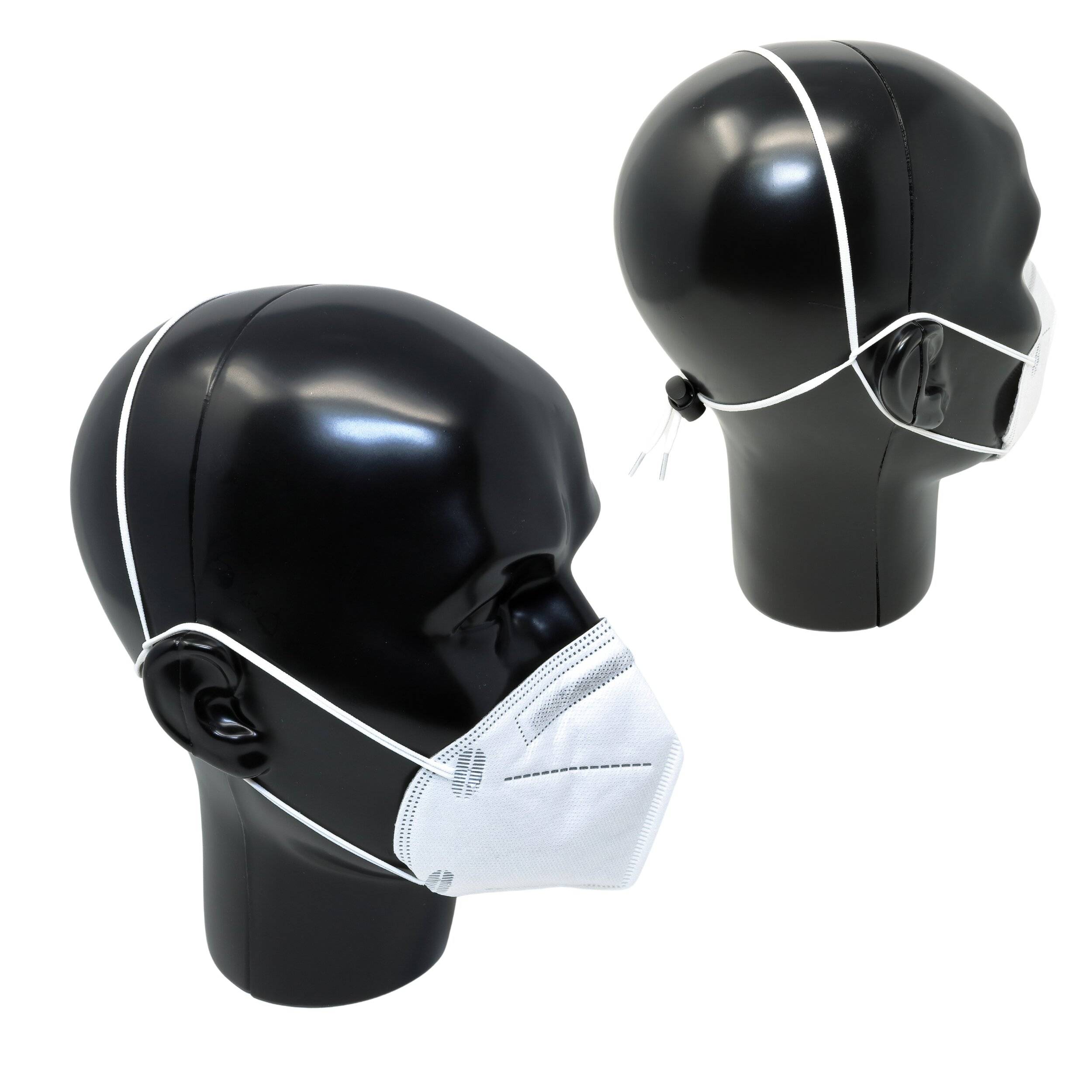 Auf diesem Bild ist eine FFP2-Maske abgebildet und wie sie richtig getragen wird.