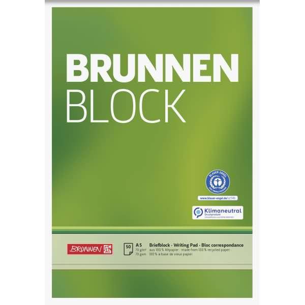 Schreibblock Brunnen-Block A5 70g/qm 50 Blatt RC blanko-0
