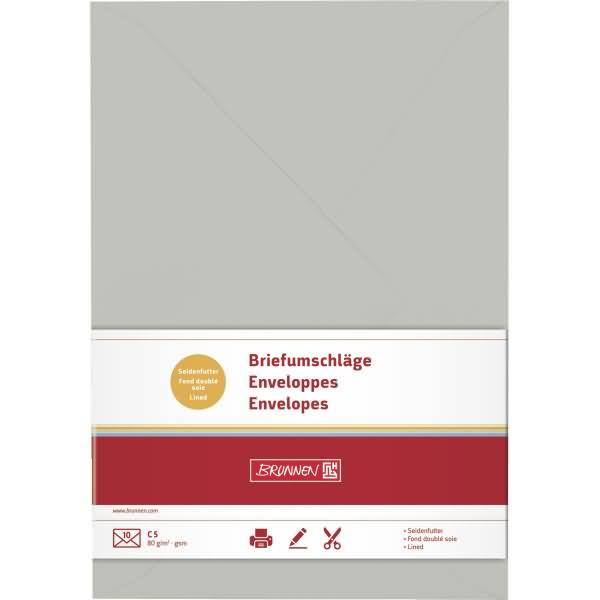 Briefumschläge C5 Nassklebung 80g/qm grau VE=10 Stück-0