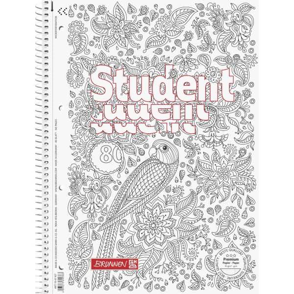Collegeblock Student ZenArt Papagei A4 90g/qm 80 Blatt Lineatur 27