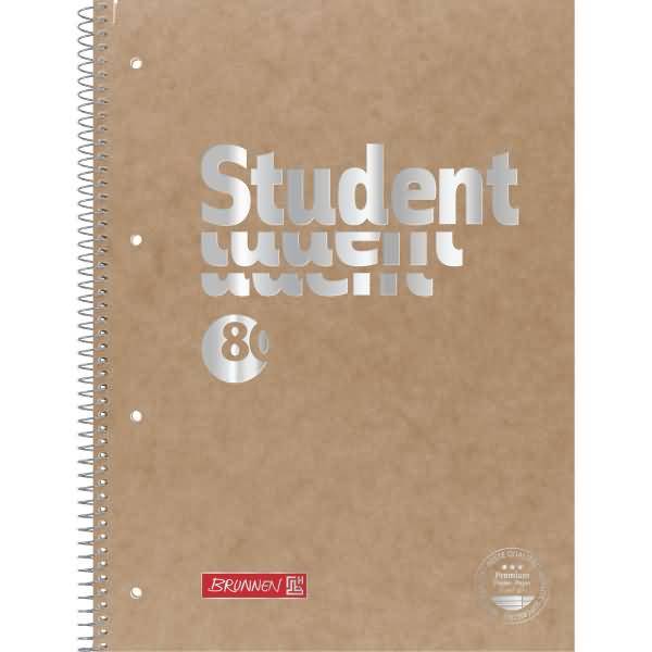 Collegeblock Student Pressspan A4 90g/qm 80 Blatt Lineatur 27 braun