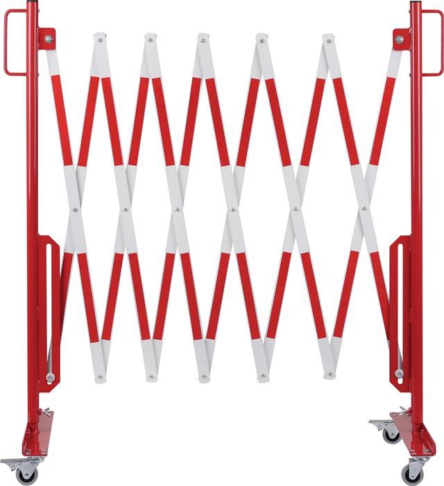 Scherengitter L3600xH1000mm m.Rollenfüßen rot/weiß-0