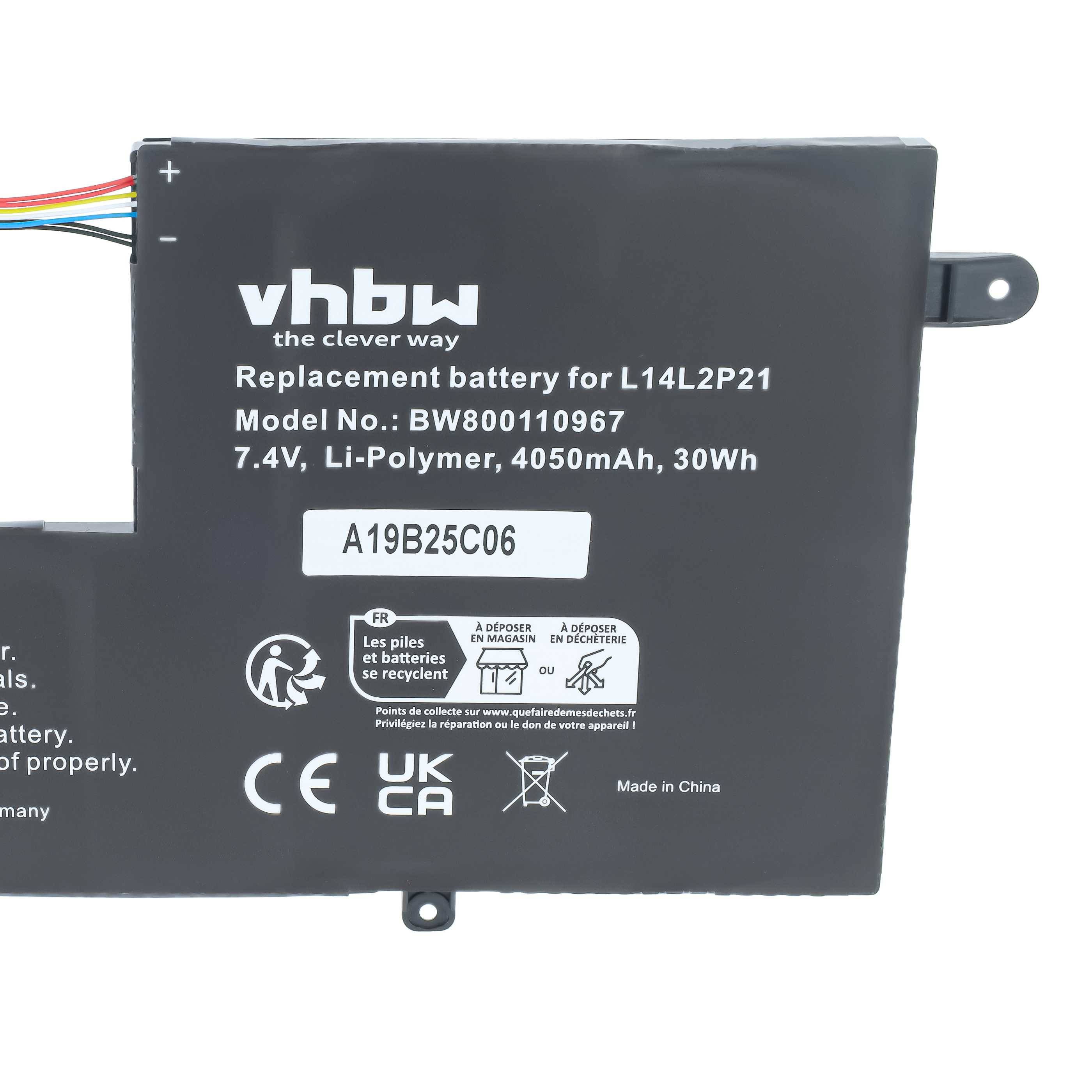 vhbw Akku kompatibel mit Lenovo IdeaPad 310S-15IKB(80TV00L2GE) | 310S-15IKB(80TV00RLGE) Notebook (4050 mAh, 7,4 V-3