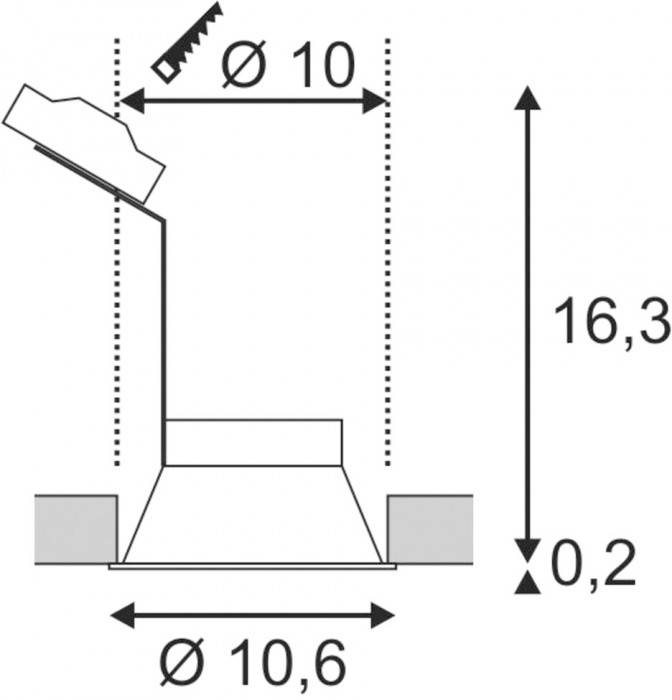 SLV 113140 Horn-T Einbauleuchte LED GU10 50 W Schwarz (matt)-2