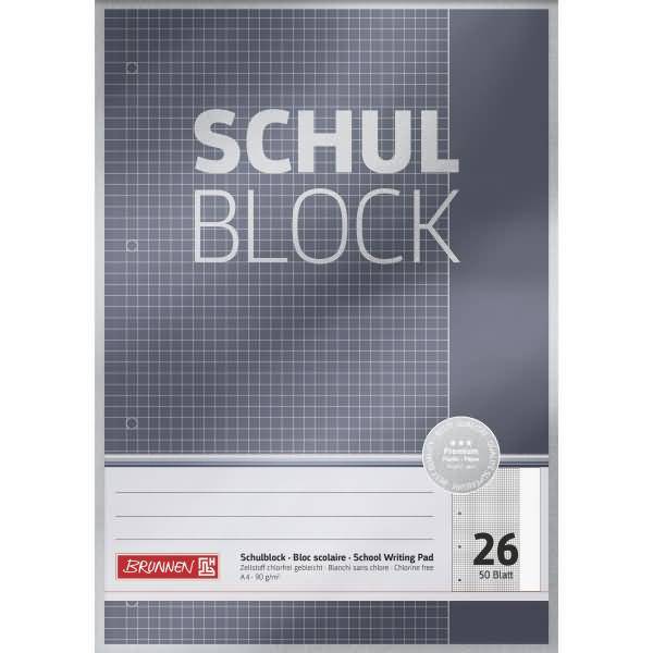 Schulblock Premium A4 90g/qm 50 Blatt Lineatur 26-0