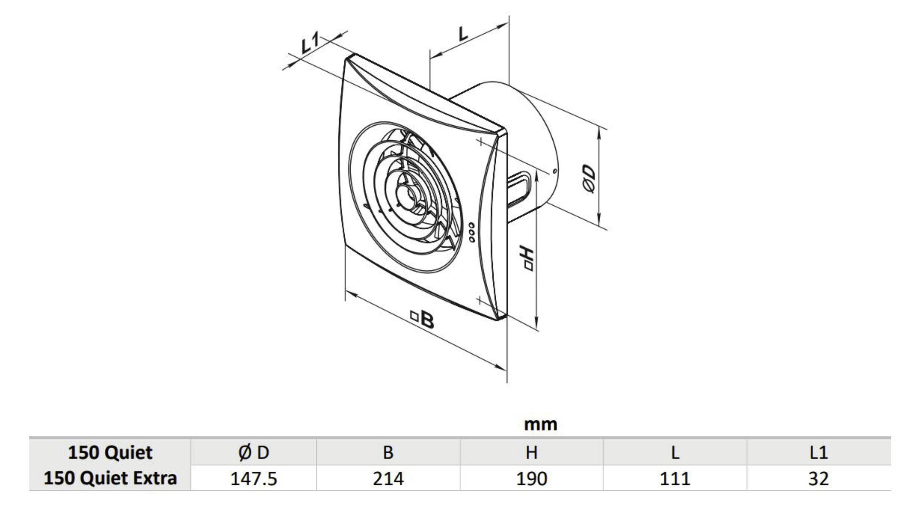 Kleinraumventilator Quiet 150 VT-1