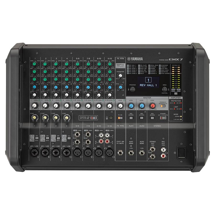 YAMAHA EMX7 - Powermixer / Mischpult (2x 710 Watt | 12 Channel | 3-Band EQ | 19" montierbar) - in schwarz-0