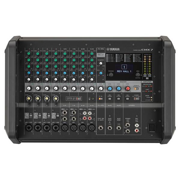 YAMAHA EMX7 - Powermixer / Mischpult (2x 710 Watt | 12 Channel | 3-Band EQ | 19" montierbar) - in schwarz