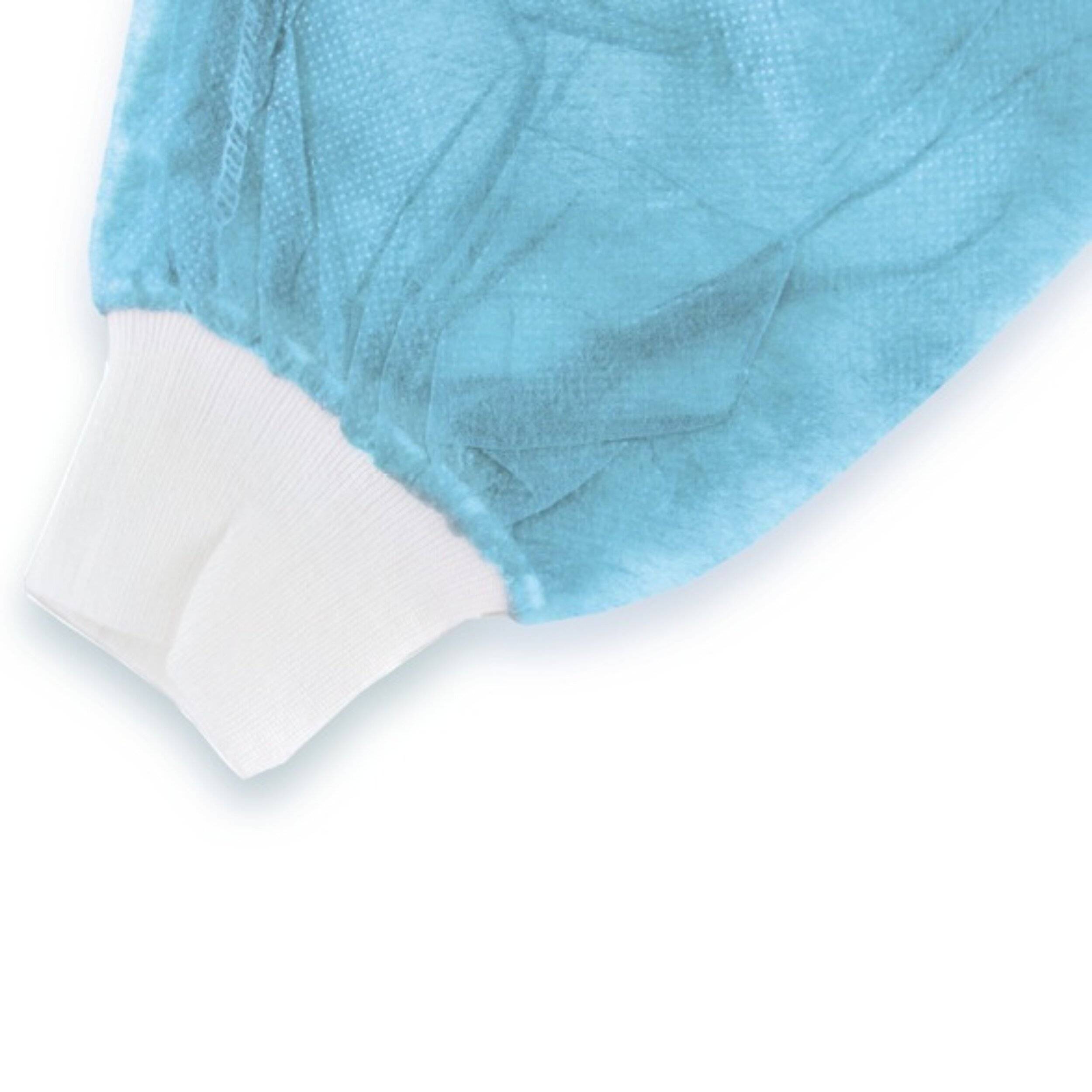 Einweg Besucherkittel, Material SPP, PPE Cat. I, Hellblau 120x140 mit Strickbündchen, 20 g/m2-2