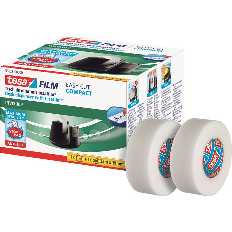 Tischabroller Easy Cut Compact 33mx19mm schwarz + 2x tesafilm matt-unsichtbar-0