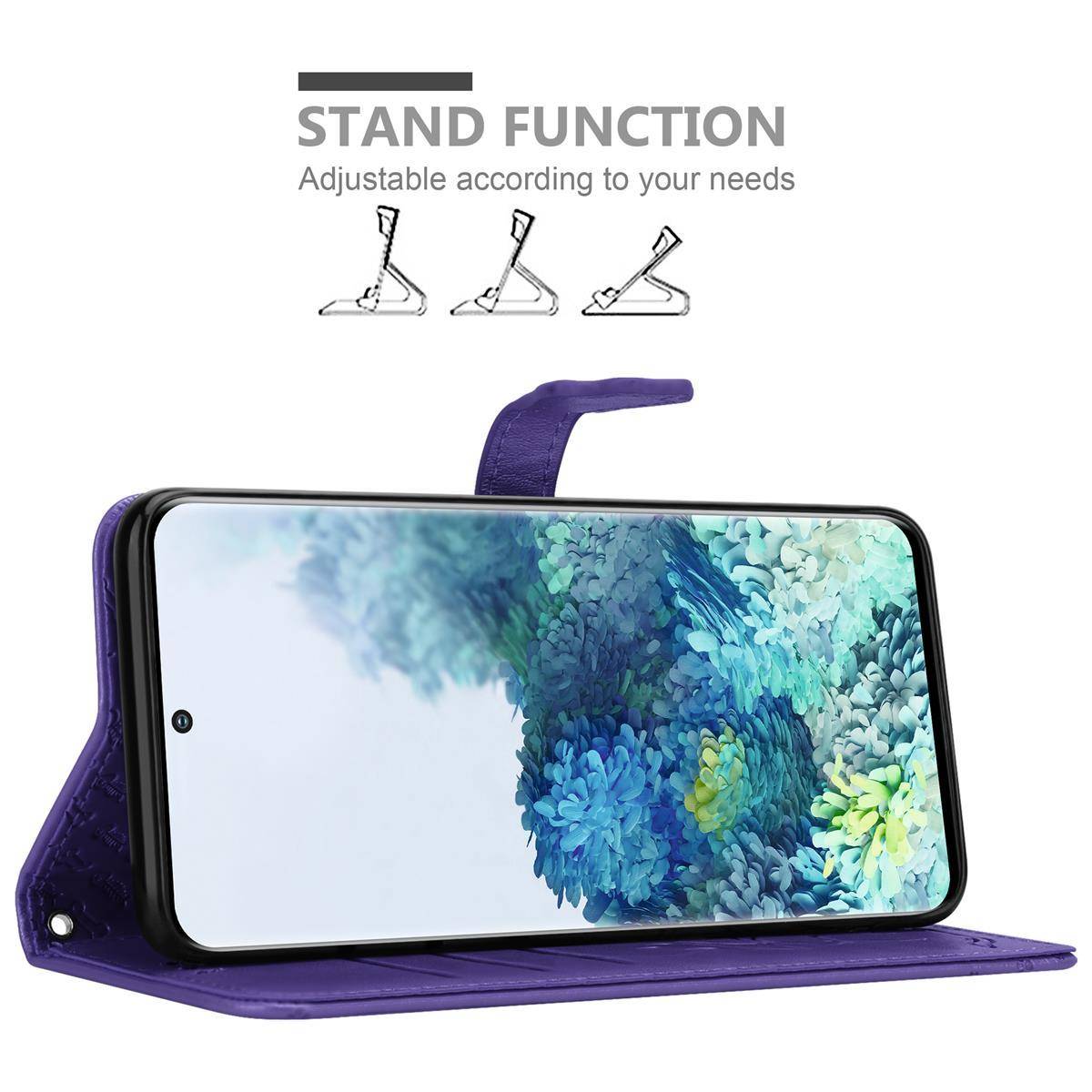Cadorabo Hülle für Samsung Galaxy S20 Schutz Hülle in Lila Handyhülle Cover Etui Case Booklet Hunde Katzen-2