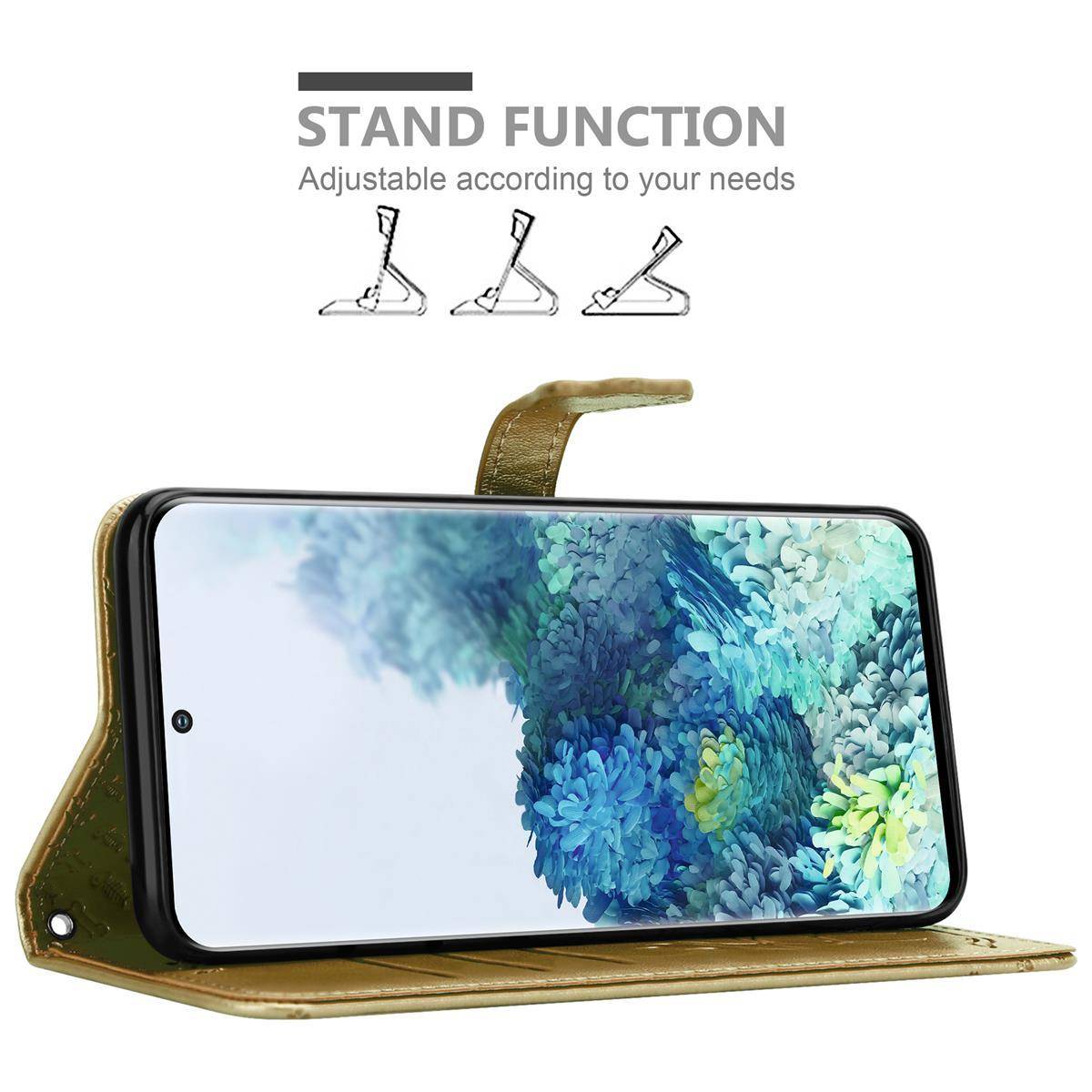 Cadorabo Hülle für Samsung Galaxy S20 Schutz Hülle in Gold Handyhülle Cover Etui Case Booklet Hunde Katzen-2