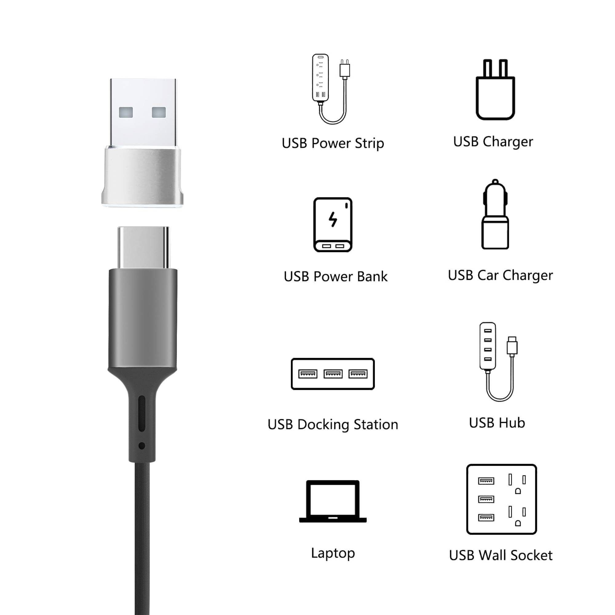 Cadorabo USB Adapter in Silber USB C auf USB Adapter Konverter-1