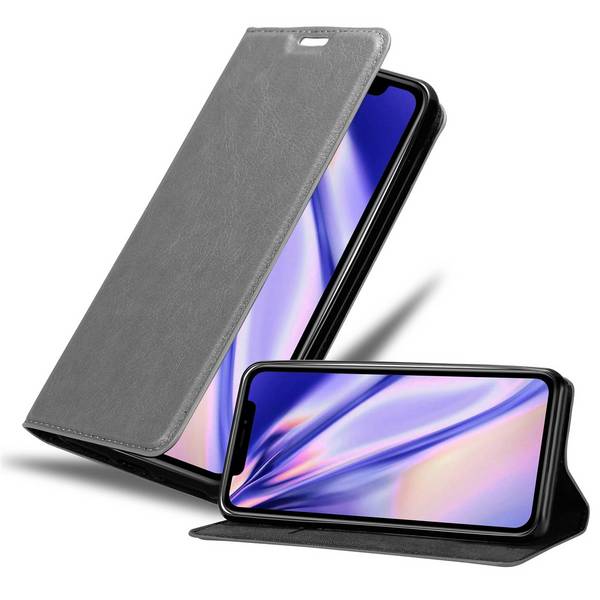 Cadorabo Hülle für Apple iPhone XR Schutz Hülle in Grau Handyhülle Etui Case Cover Magnetverschluss