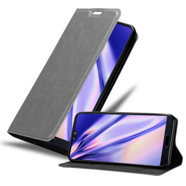 Cadorabo Hülle für Huawei P20 Schutz Hülle in Grau Handyhülle Etui Case Cover Magnetverschluss