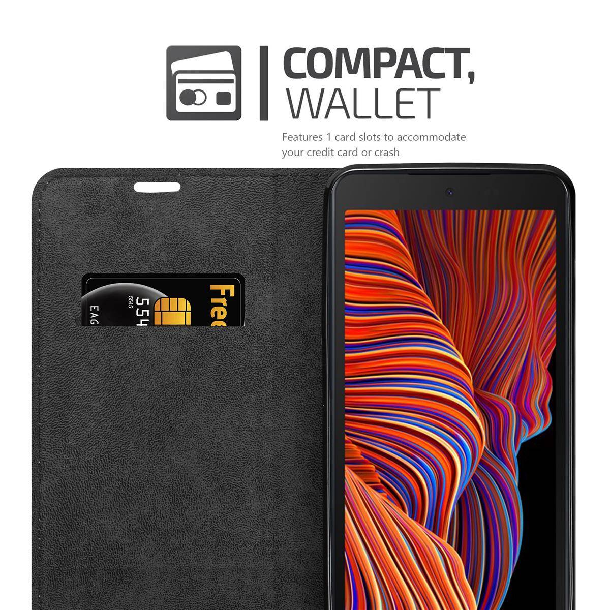 Cadorabo Hülle für Samsung Galaxy XCover 5 Schutz Hülle in Schwarz Handyhülle Etui Case Cover Magnetverschluss-2