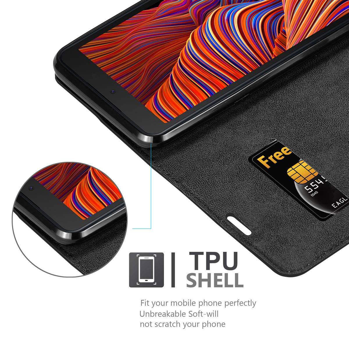 Cadorabo Hülle für Samsung Galaxy XCover 5 Schutz Hülle in Schwarz Handyhülle Etui Case Cover Magnetverschluss-3