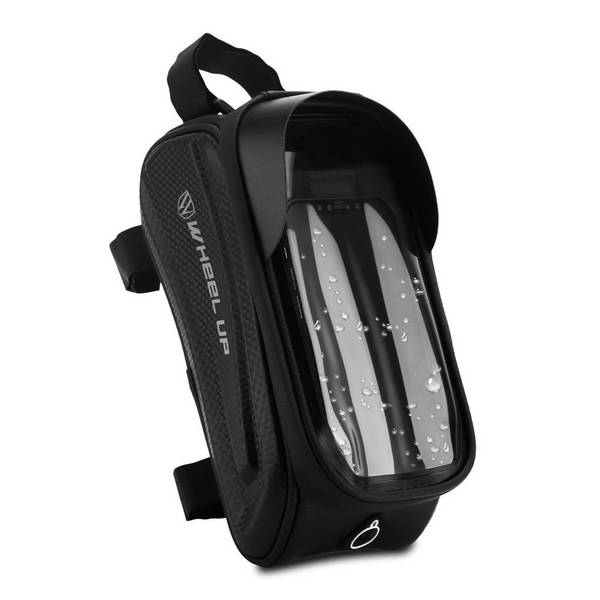 Cadorabo 7 Zoll Handy Fahrradtasche in Schwarz Rahmentasche mit Handyhalter für Smartphones bis 7 Zoll
