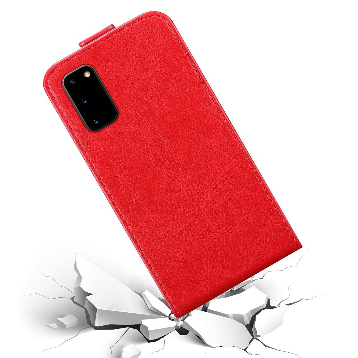 Cadorabo Hülle für Samsung Galaxy S20 Schutz Hülle in Rot Flip Etui Handyhülle Case Cover-2