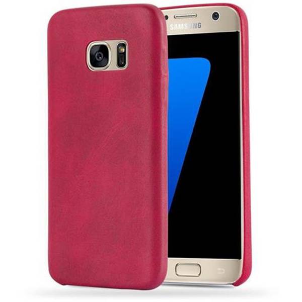 Cadorabo Schutzhülle für Samsung Galaxy S7 Hülle in Rot Hard Case Handyhülle Kunstleder Etui