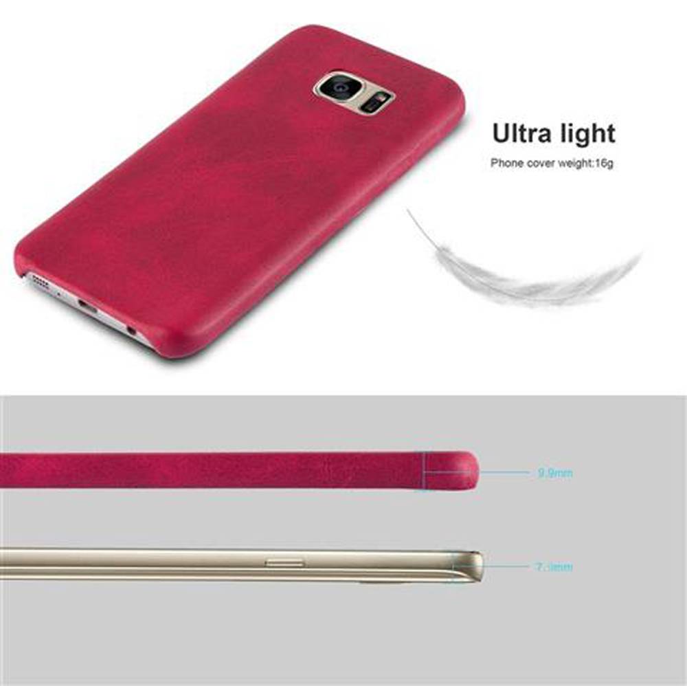 Cadorabo Schutzhülle für Samsung Galaxy S7 Hülle in Rot Hard Case Handyhülle Kunstleder Etui-2