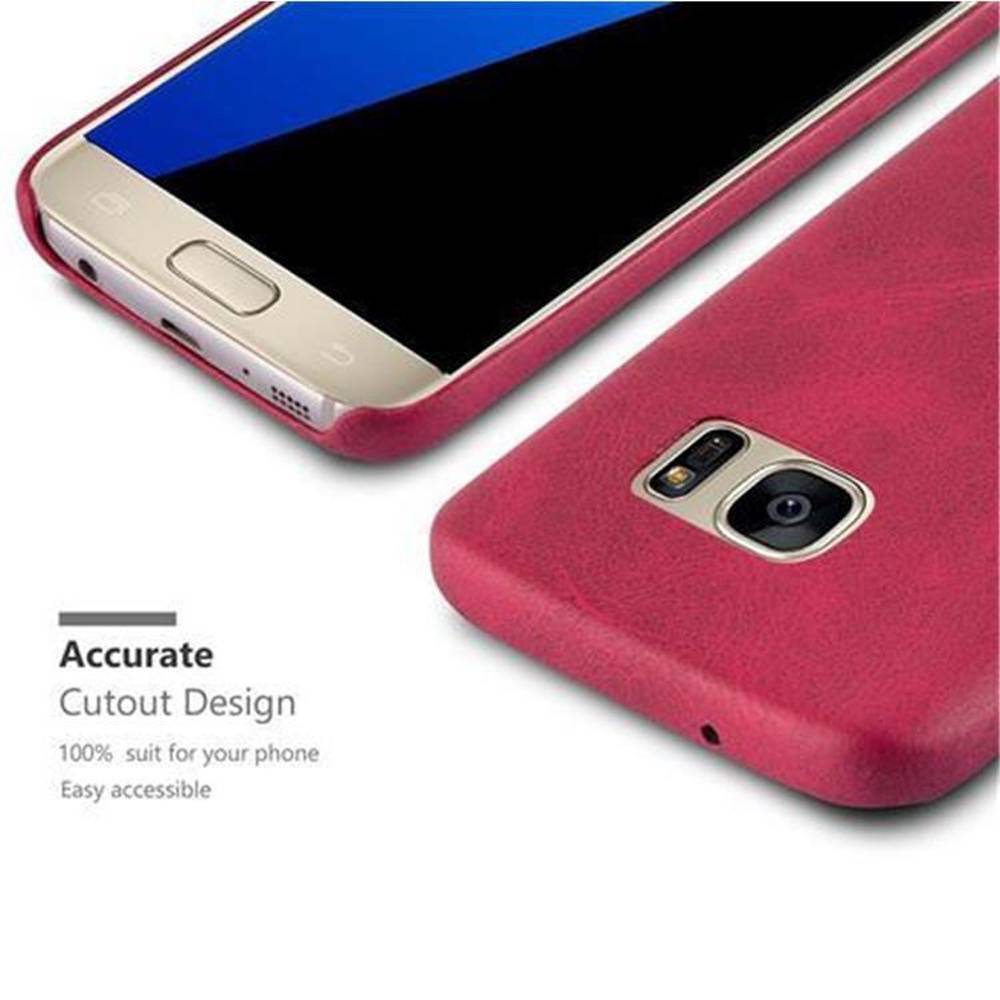 Cadorabo Schutzhülle für Samsung Galaxy S7 Hülle in Rot Hard Case Handyhülle Kunstleder Etui-3
