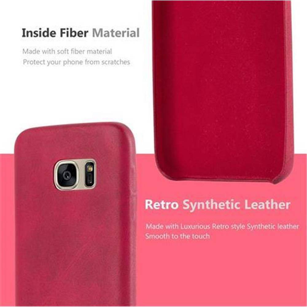 Cadorabo Schutzhülle für Samsung Galaxy S7 Hülle in Rot Hard Case Handyhülle Kunstleder Etui-4