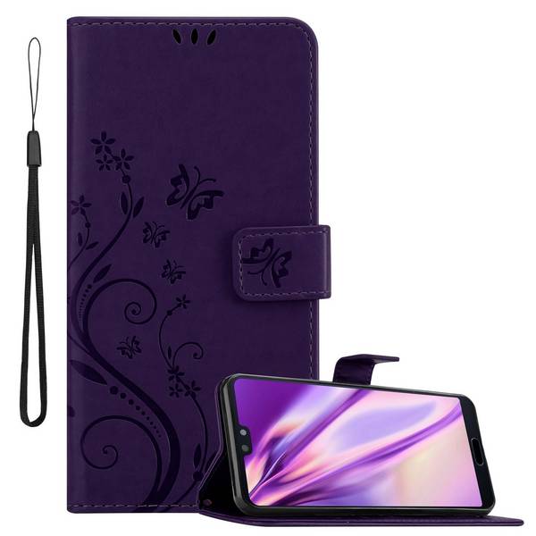 Cadorabo Hülle für Huawei P20 Schutz Hülle in Lila Schutzhülle Handy Hülle Etui Case Blumen Flower