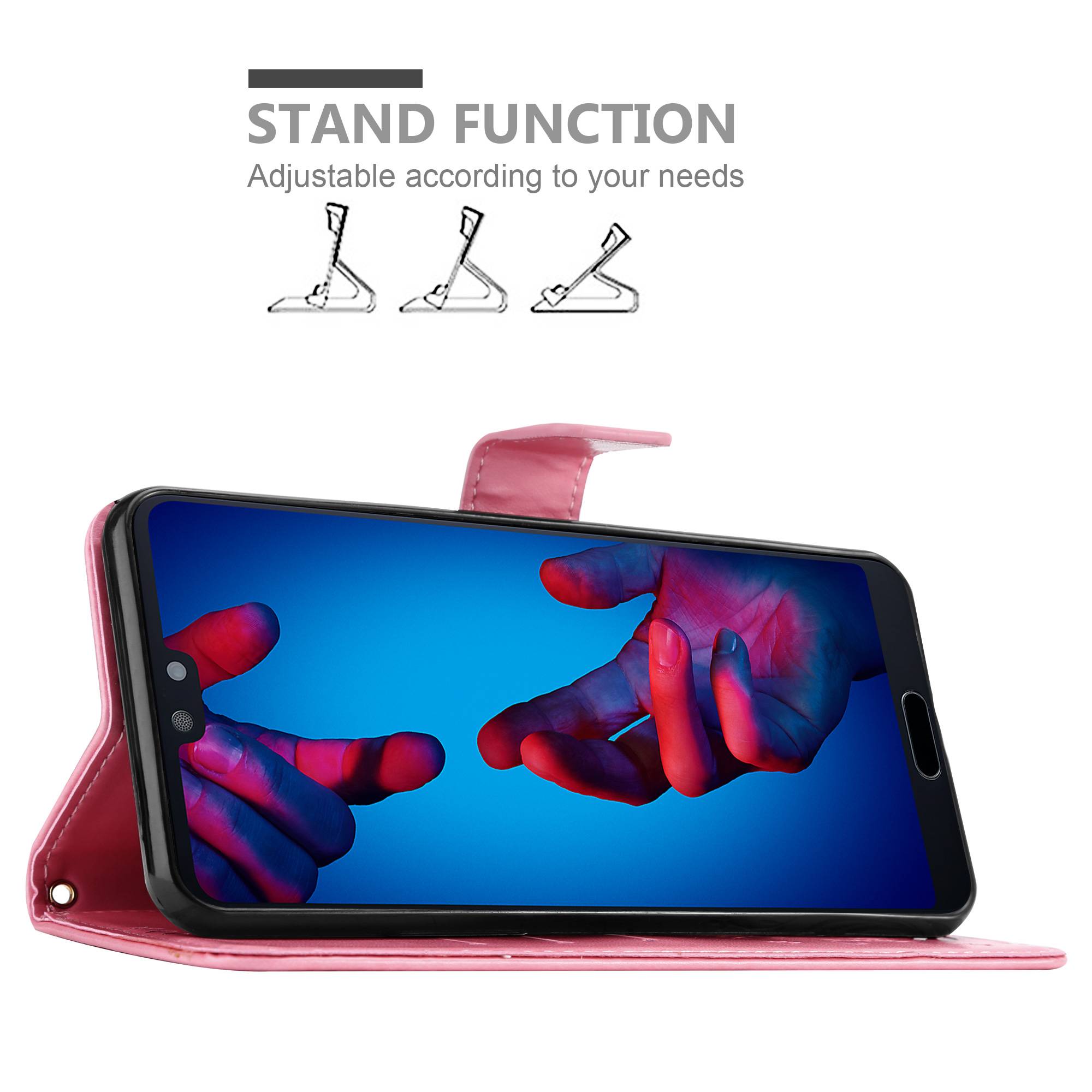 Cadorabo Hülle für Huawei P20 Schutz Hülle in Rosa Schutzhülle Handy Hülle Etui Case Blumen Flower-2