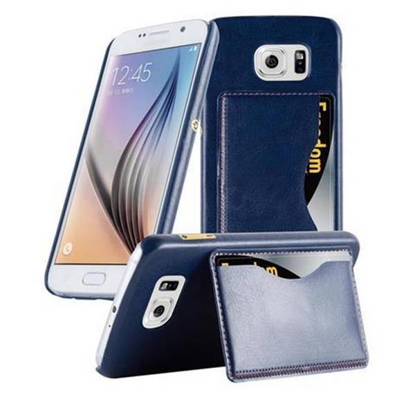 Cadorabo Hülle für Samsung Galaxy S6 Schutzhülle in Blau Hard Case Handy Hülle Schutzhülle Standfunktion