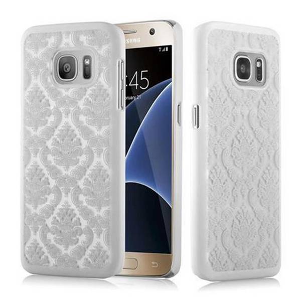Cadorabo Hülle für Samsung Galaxy S7 Schutz Hülle in Weiß Hard Case Schutzhülle Blumen Etui Handyhülle