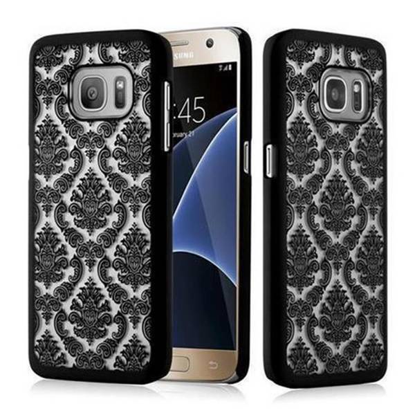 Cadorabo Hülle für Samsung Galaxy S7 Schutz Hülle in Schwarz Hard Case Schutzhülle Blumen Etui Handyhülle