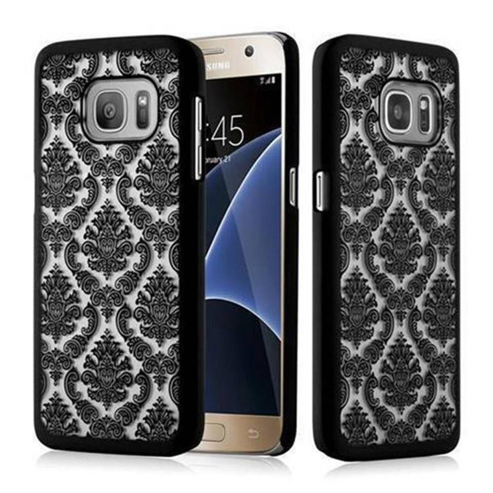 Cadorabo Hülle für Samsung Galaxy S7 Schutz Hülle in Schwarz Hard Case Schutzhülle Blumen Etui Handyhülle-0