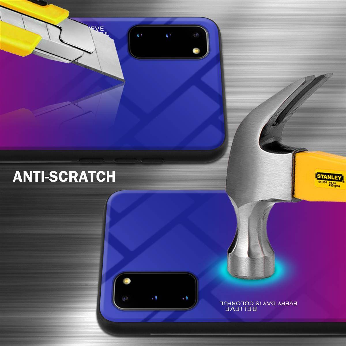 Cadorabo Hülle für Samsung Galaxy S20 Schutz Hülle in Schwarz Handyhülle TPU Etui Cover Case Tempered Glas-1