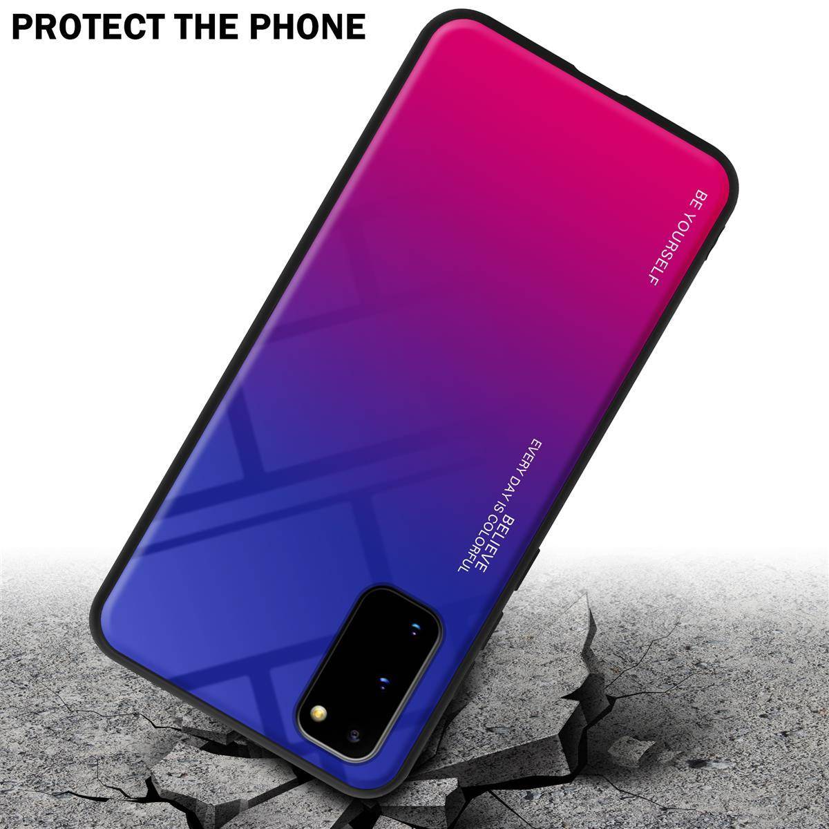 Cadorabo Hülle für Samsung Galaxy S20 Schutz Hülle in Schwarz Handyhülle TPU Etui Cover Case Tempered Glas-2