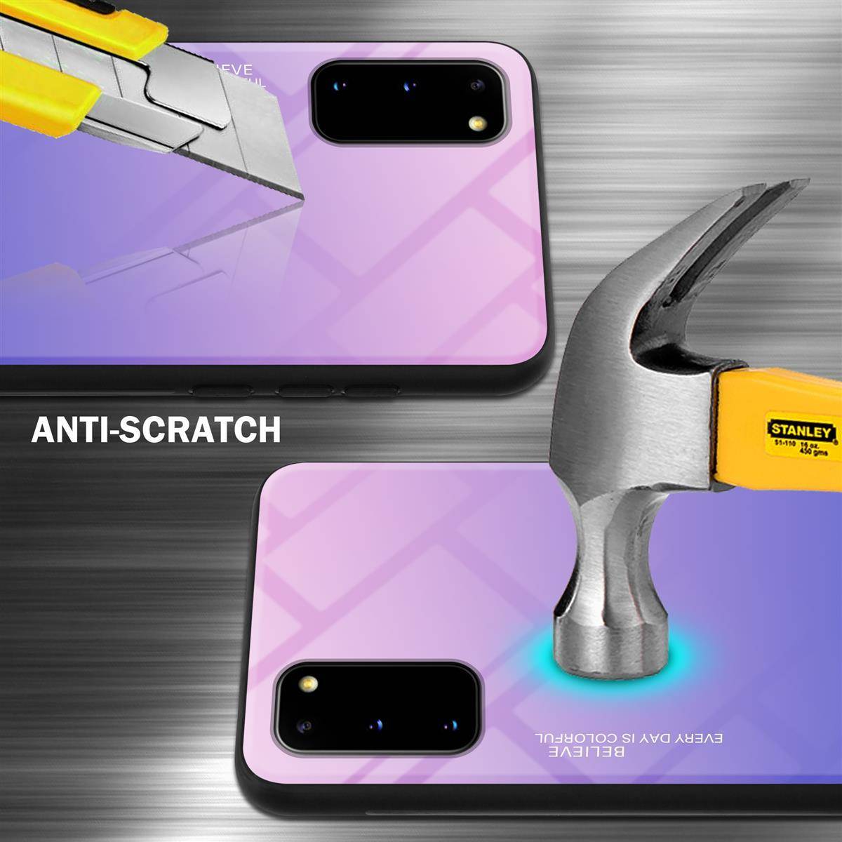 Cadorabo Hülle für Samsung Galaxy S20 Schutz Hülle in Schwarz Handyhülle TPU Etui Cover Case Tempered Glas-1