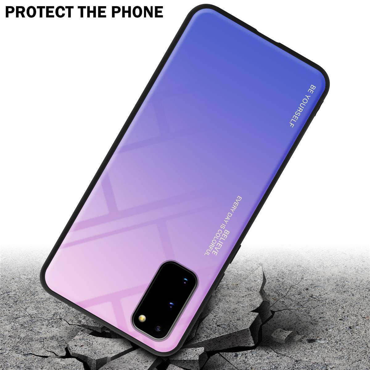 Cadorabo Hülle für Samsung Galaxy S20 Schutz Hülle in Schwarz Handyhülle TPU Etui Cover Case Tempered Glas-2