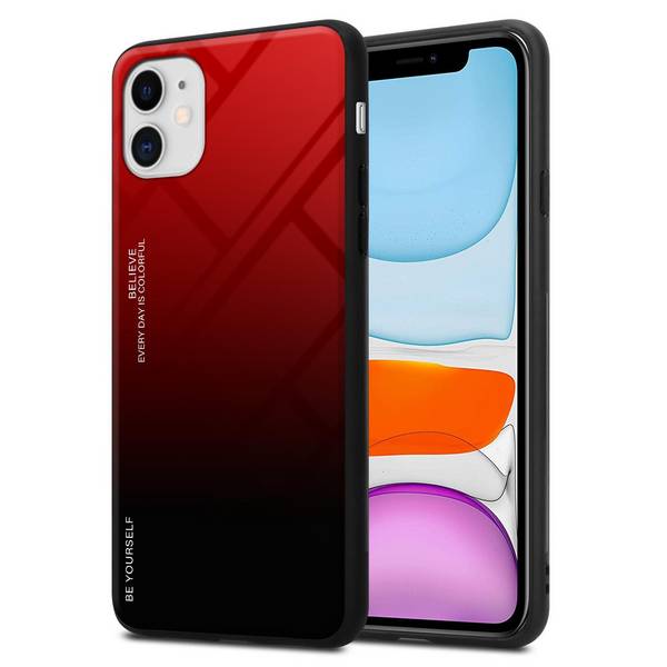 Cadorabo Hülle für Apple iPhone 11 Schutz Hülle in Schwarz Handyhülle TPU Etui Cover Case Tempered Glas