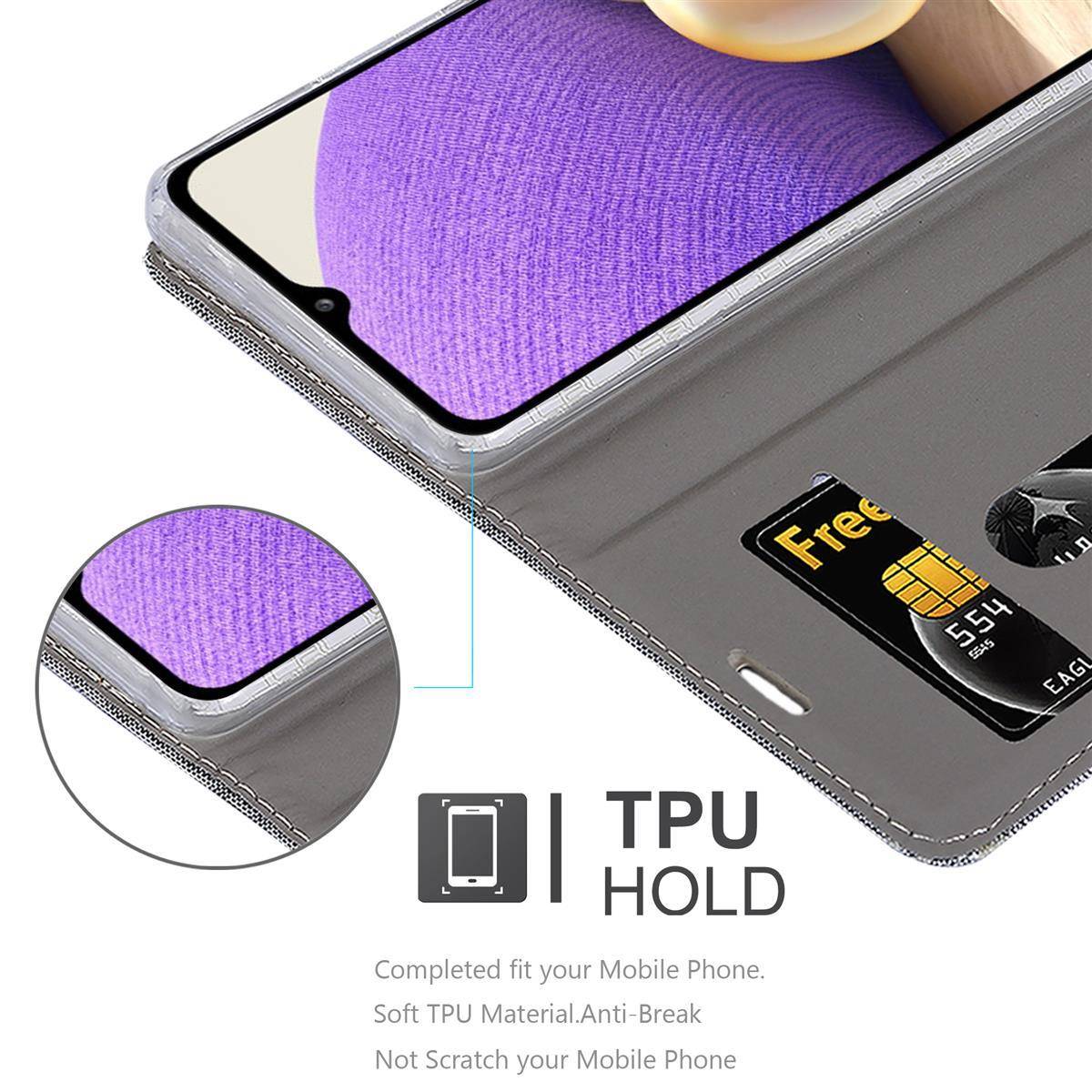 Cadorabo Hülle für Samsung Galaxy A32 5G Schutzhülle in Grau Handy Hülle Etui Book Case Cover-3