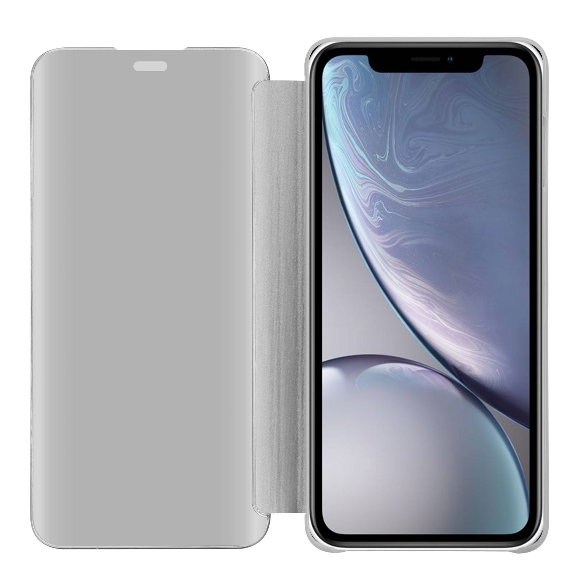 Cadorabo Handyhülle für Apple iPhone XR in Silber Cover Backcover Schutzhülle Book Case Booklet-1